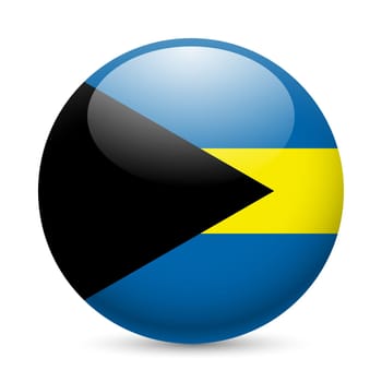 Flag of the Bahamas as round glossy icon. Button with Bahamian flag