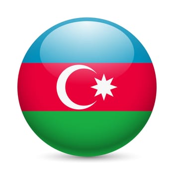 Flag of Azerbaijan as round glossy icon. Button with Azerbaijanian flag