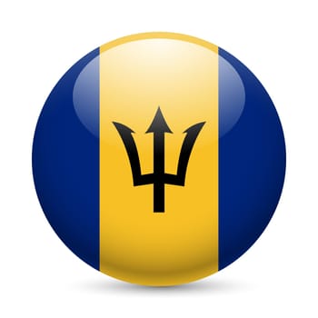 Flag of Barbados as round glossy icon. Button with Barbadian flag