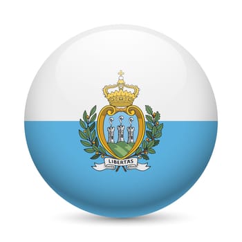 Flag of San Marino as round glossy icon. Button with flag colors