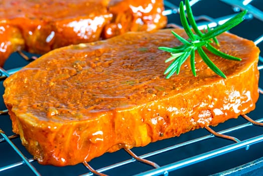 marinated meat on grill