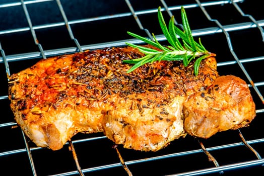 Pork steak on the charcoal grill