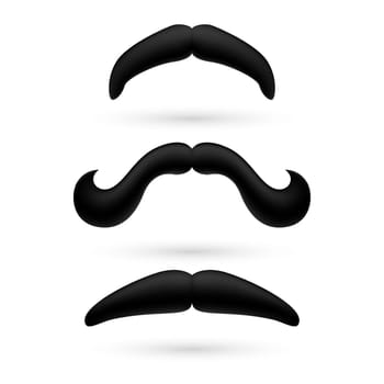 A set of black stylish moustache on white.