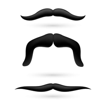 A set of black wax moustache on white background.