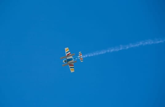 Radio controlled Hydroplane flying over the Guadiana river, Badajoz, Spain