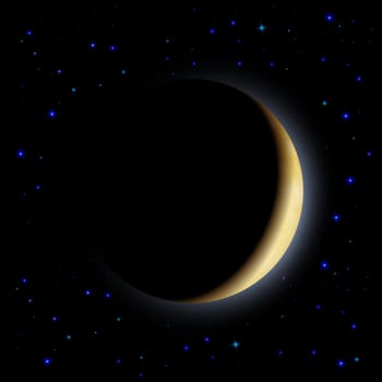 Partial eclipse of the moon in shadows space