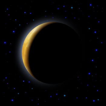 Partial eclipse of the moon in space