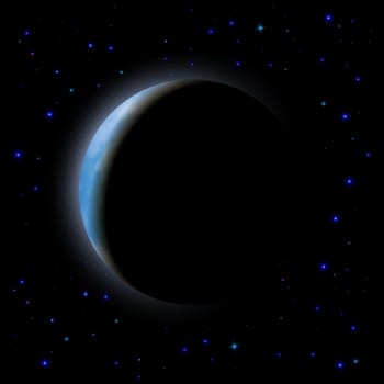 Partial eclipse of the moon in shadow space right side