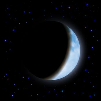 Partial eclipse of the moon in the shadow space