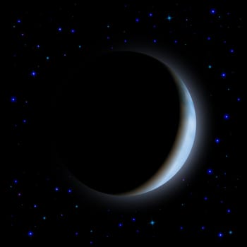 Partial eclipse of the moon in shadow space left side