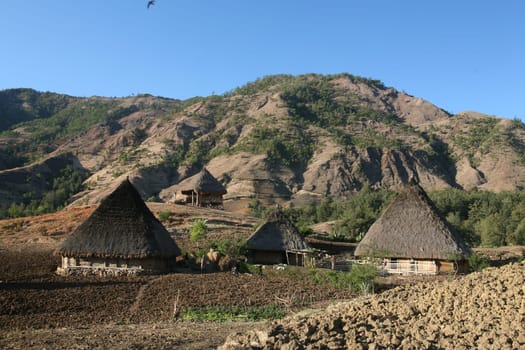 The mountain landscape at the mountain village of Maubisse south of Dili in East Timor on the two separate island of Timor in Asia.