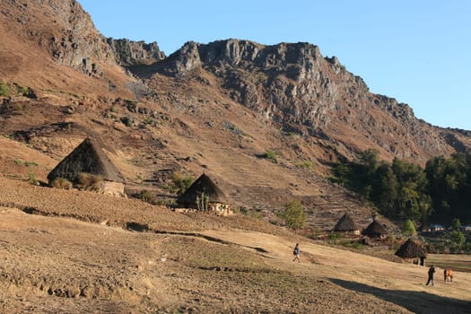 The mountain landscape at the mountain village of Maubisse south of Dili in East Timor on the two separate island of Timor in Asia.