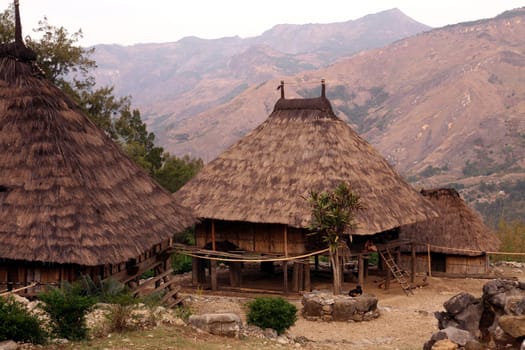 A traditional house near the mountain village of Maubisse south of Dili in East Timor on the two separate island of Timor in Asia.