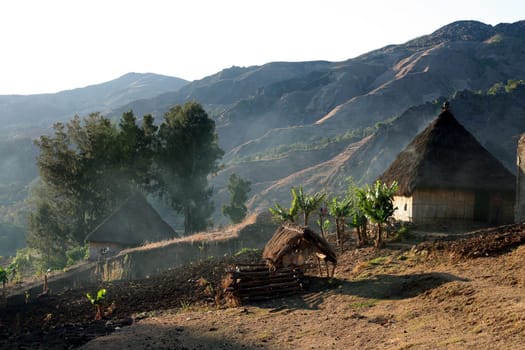 The mountain landscape at the mountain village of Maubisse south of Dili in East Timor on the two separate island of Timor in Asia.