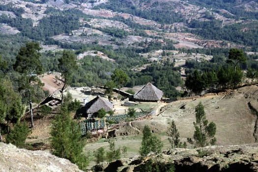 A traditional house near the mountain village of Maubisse south of Dili in East Timor on the two separate island of Timor in Asia.