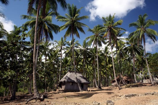 A traditional house in Lospalos in the east of Timor on the two separate island of Timor in Asia.