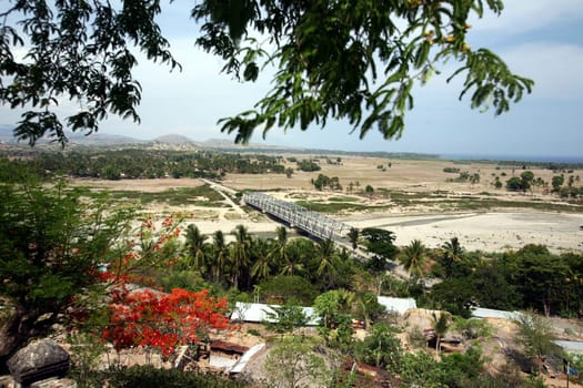 The landscape with a bridge at Baucau on the north coast of East Timor on the two separate island of Timor in Asia.