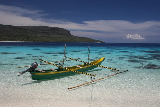 Der Strand Landschaft auf der Jaco Insel im Hintergrund im oestlichsten Punkt an der Timorsee in Ost Timor auf der in zwei getrennten Insel Timor in Asien.