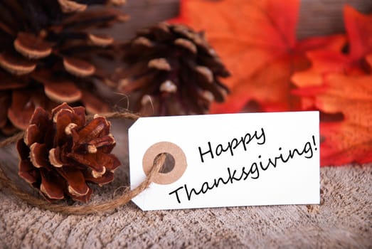 White Label with Happy Thanksgiving and a Fall Background