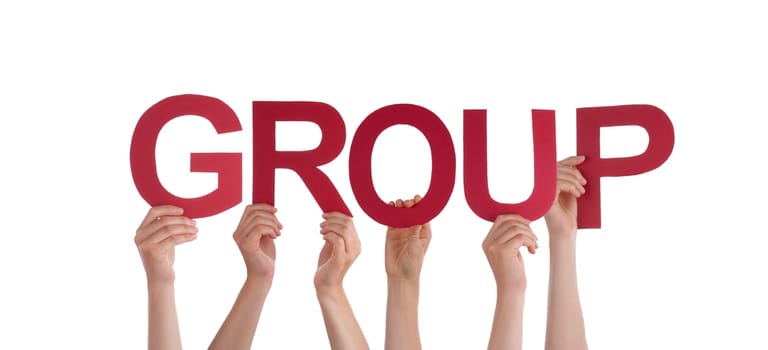 Many People Holding the Red Word Group, Isolated