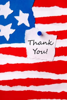 A Thank You Note on an American Paper Flag