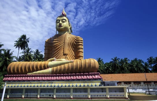 A buggha figure at the Weherahena Temple in south Sri Lanka in Asia.