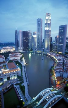 Downtown Singapore in South East Asia.