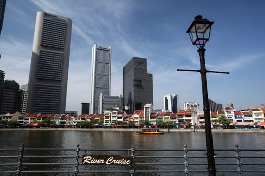 Asia,South East,Singapore,Island,State,City,City,Skyline,Center,Boat Quay,Financial District,Singapore River,Boat Cruise,Raffles Square