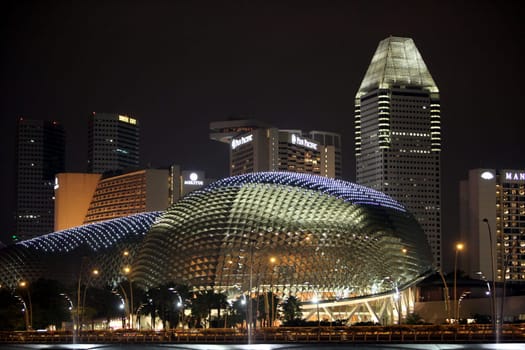The skyline in the banking district at Boat Quay in Singapore in the island state of Singapore in Asia.