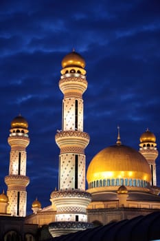 The Jame Asr Hassanal Bolkiah Mosque in the center of the capital Bandar Seri Begawan in the kingdom of Brunei Darussalam on Borneo in South East Asia.