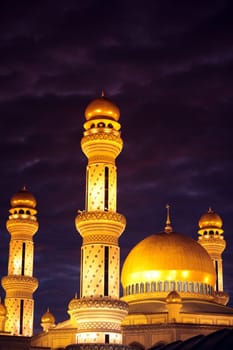 The Jame Asr Hassanal Bolkiah Mosque in the center of the capital Bandar Seri Begawan in the kingdom of Brunei Darussalam on Borneo in South East Asia.