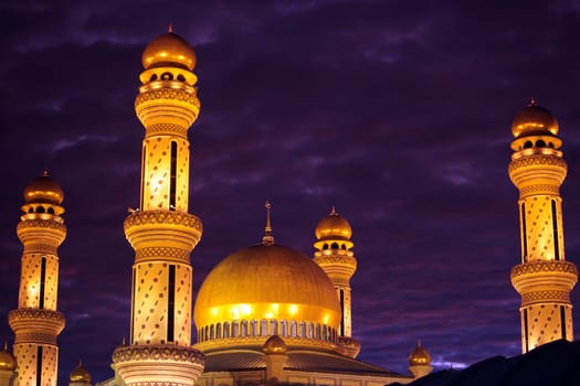 The Jame Asr Hassanal Bolkiah Mosque in the center of the capital Bandar Seri Begawan in the kingdom of Brunei Darussalam on Borneo in South East Asia.