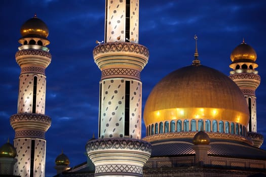 The Jame Asr Hassanal Bolkiah Mosque in the center of the capital Bandar Seri Begawan in the kingdom of Brunei Darussalam on Borneo in South East Asia.