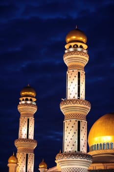 The Jame Asr Hassanal Bolkiah Mosque in the center of the capital Bandar Seri Begawan in the kingdom of Brunei Darussalam on Borneo in South East Asia.