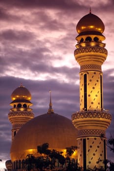 The Jame Asr Hassanal Bolkiah Mosque in the center of the capital Bandar Seri Begawan in the kingdom of Brunei Darussalam on Borneo in South East Asia.