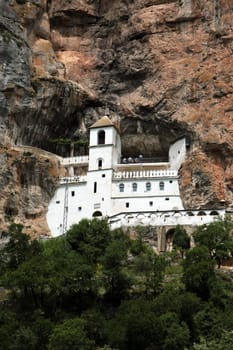 The monastery Manastir Ostrog south of Niksic in Montenegro in the Balkans on the Mediterranean Sea in Europe.