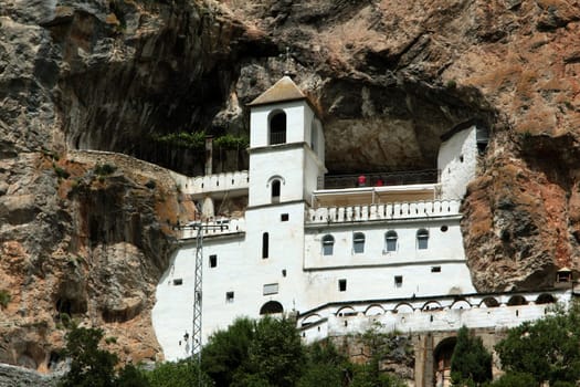 The monastery Manastir Ostrog south of Niksic in Montenegro in the Balkans on the Mediterranean Sea in Europe.