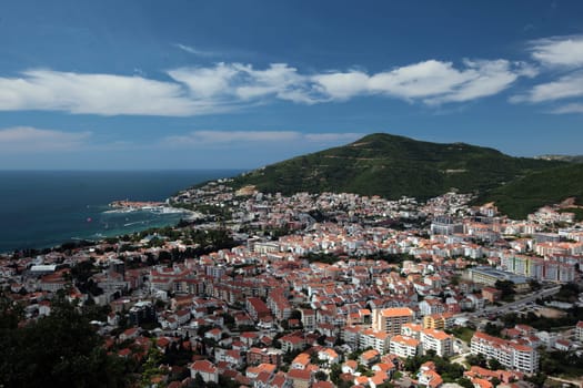 The city of Budva on the Mediterranean coast in Montenegro in the Balkans in Eastern Europe.