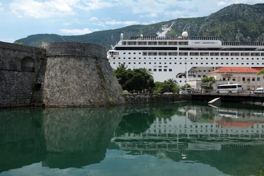 Europe,Eastern Europe,Balkans. Montenegro,Mediterranean,Adriatic Sea,Kotor,Bay of Kotor,Bay,Old Town,Cruise,Ship