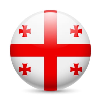 Flag of Georgia as round glossy icon. Button with Georgian flag