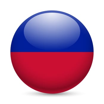 Flag of Haiti as round glossy icon. Button with Haitian flag
