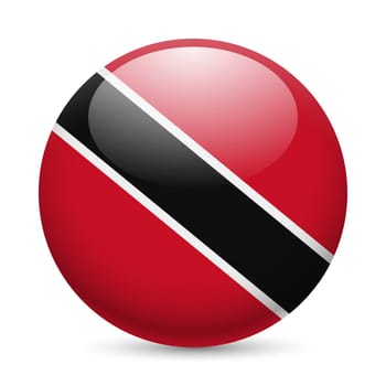 Flag of Trinidad and Tobago as round glossy icon. Button with flag colors
