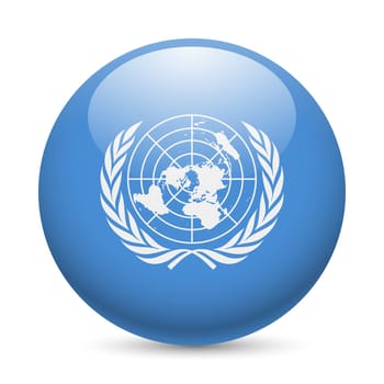 Flag of United Nations as round glossy icon. Button with flag design