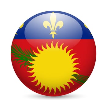 A round badge in the colours of Guadeloupe islands flag.