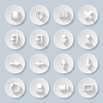 Set of interface icons in paper style