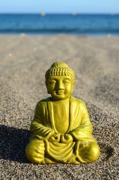 One Ancient Buddha Statue Near The Ocean