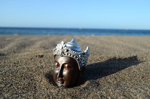 One Ancient Buddha Statue Near The Ocean