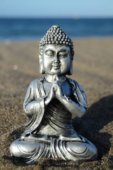 One Ancient Buddha Statue Near The Ocean