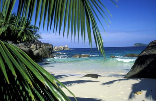 A dream beach on the island of La Digue in the Seychelles in the Indian Ocean.