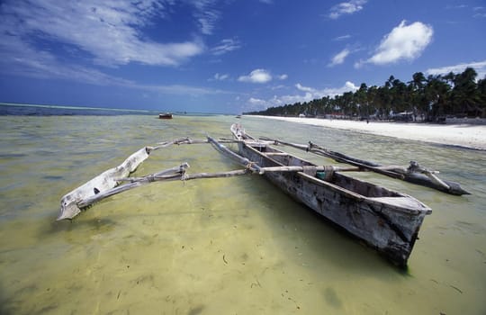 The dream beach of Michamvi at Chwaka Bay on the east coast on the island of Zanzibar,which is part of Tanzania.